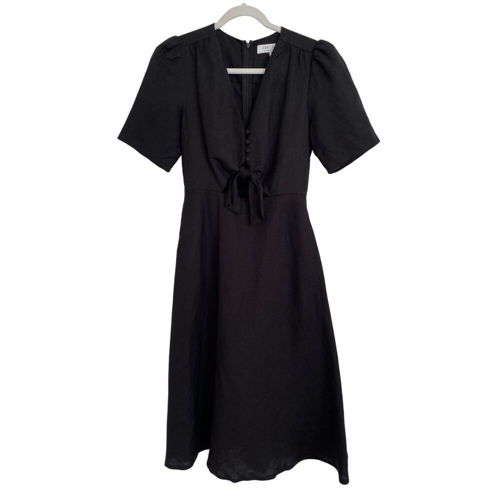 Hunter Bell Black Knot Tie Front Button Midi Dress Short Sleeve Tuckernuck 2